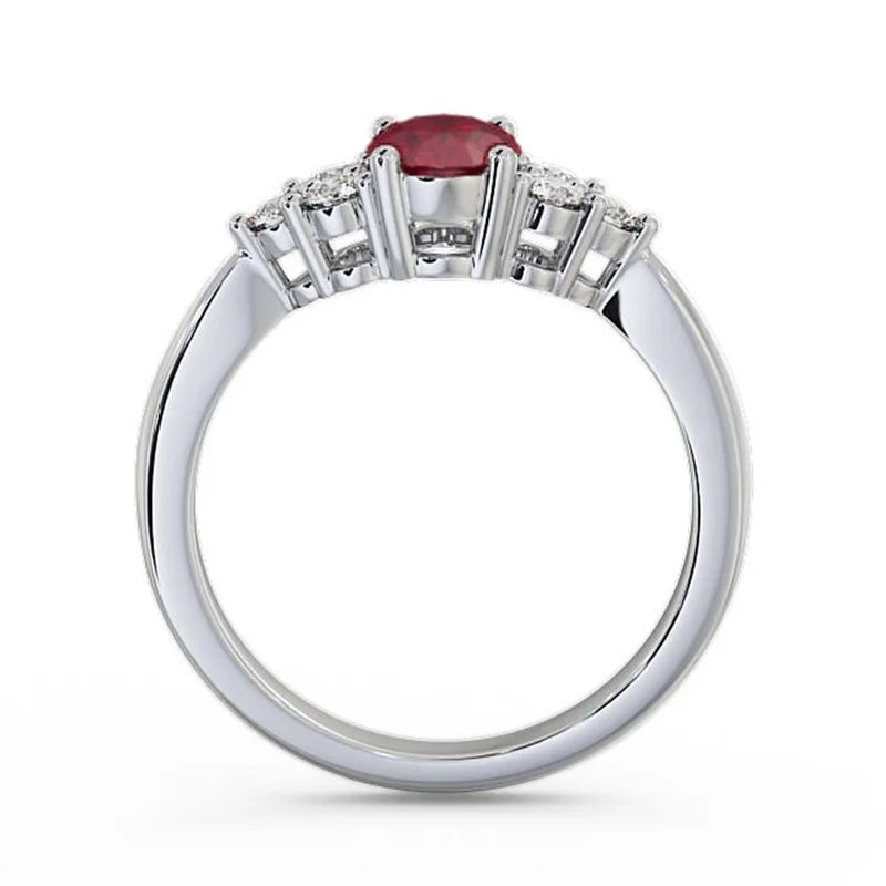 14K White Gold Oval Cut Ruby Solitaire Engagement Ring Size 10.5 W940014