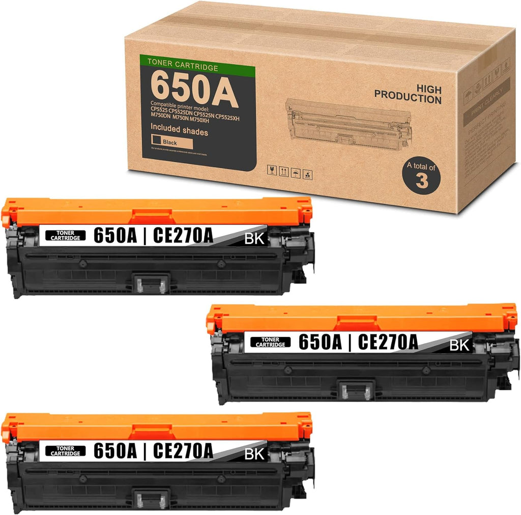 3-Black Remanufactured Toner Cartridge for HP CP5525 Printer U452