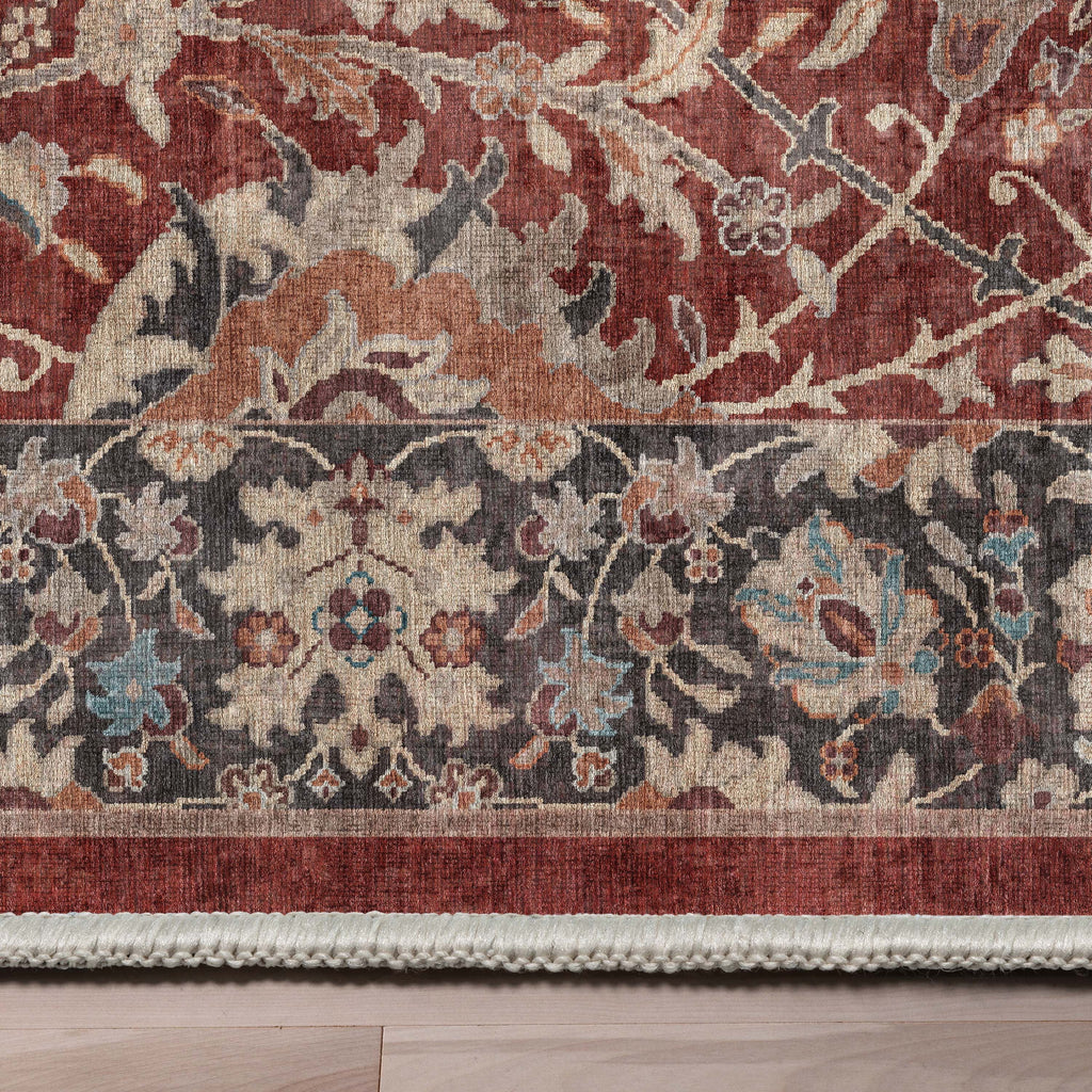 Persian Floral 9'10" x 13' Area Rug Red & Navy A94440