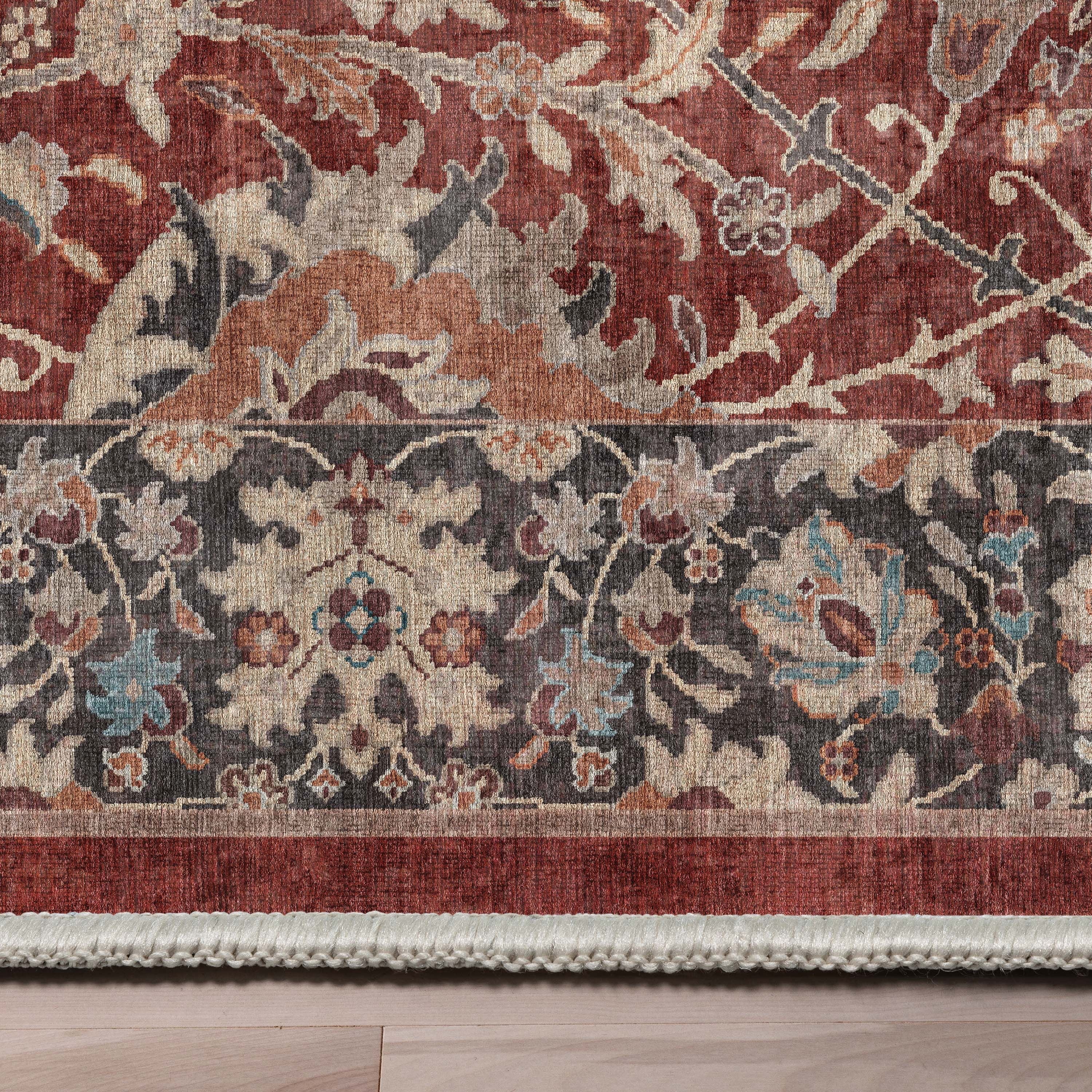 Persian Floral 9'10" x 13' Area Rug Red & Navy A94440