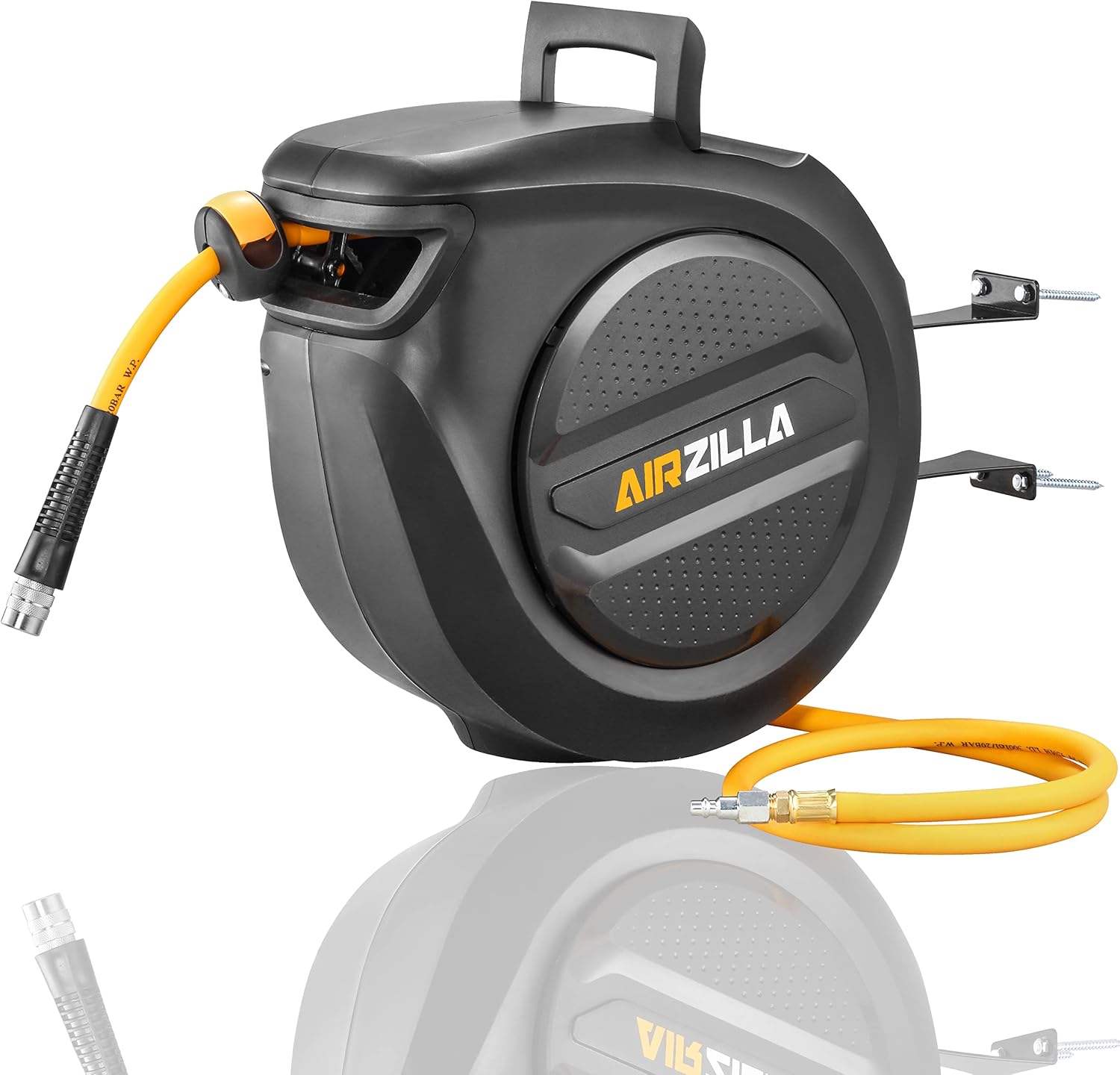 Retractable Air Hose Reel 3/8" x 50 ft Flex Hybrid Air Hose, 300PSI, Pack of 2 Y695