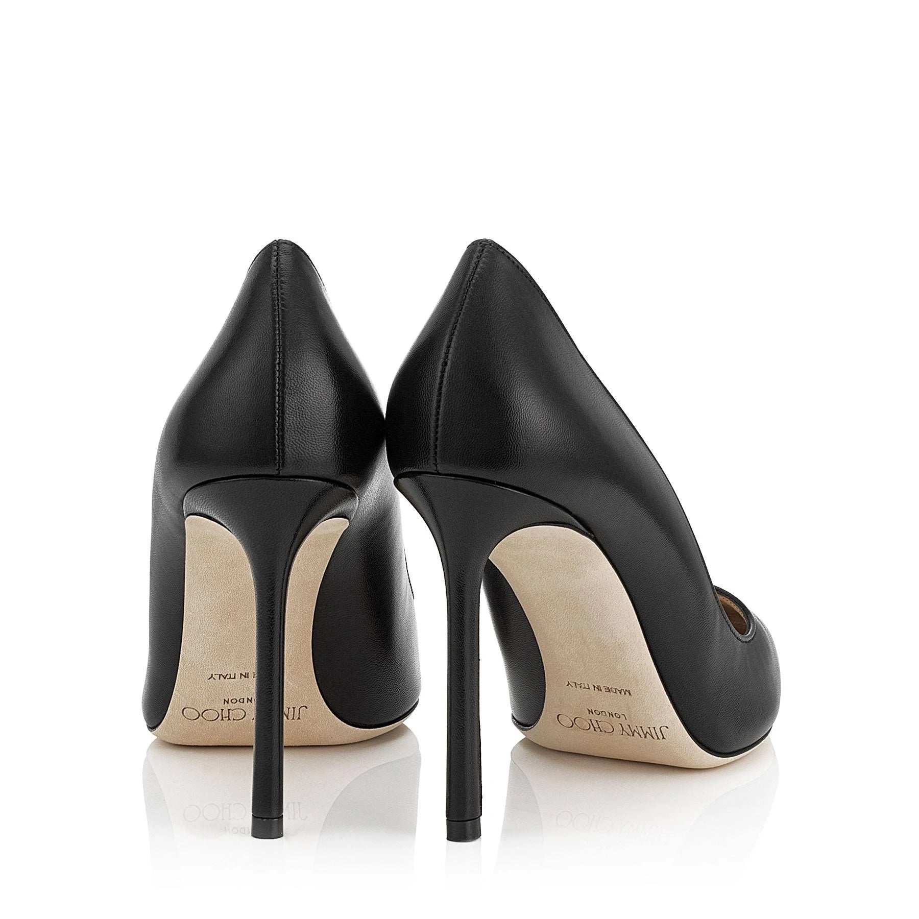 Black Kid Leather Pointy Toe Pumps E1093