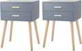 Set of 2 Light Blue Wood Nightstand with 2 Drawers H508