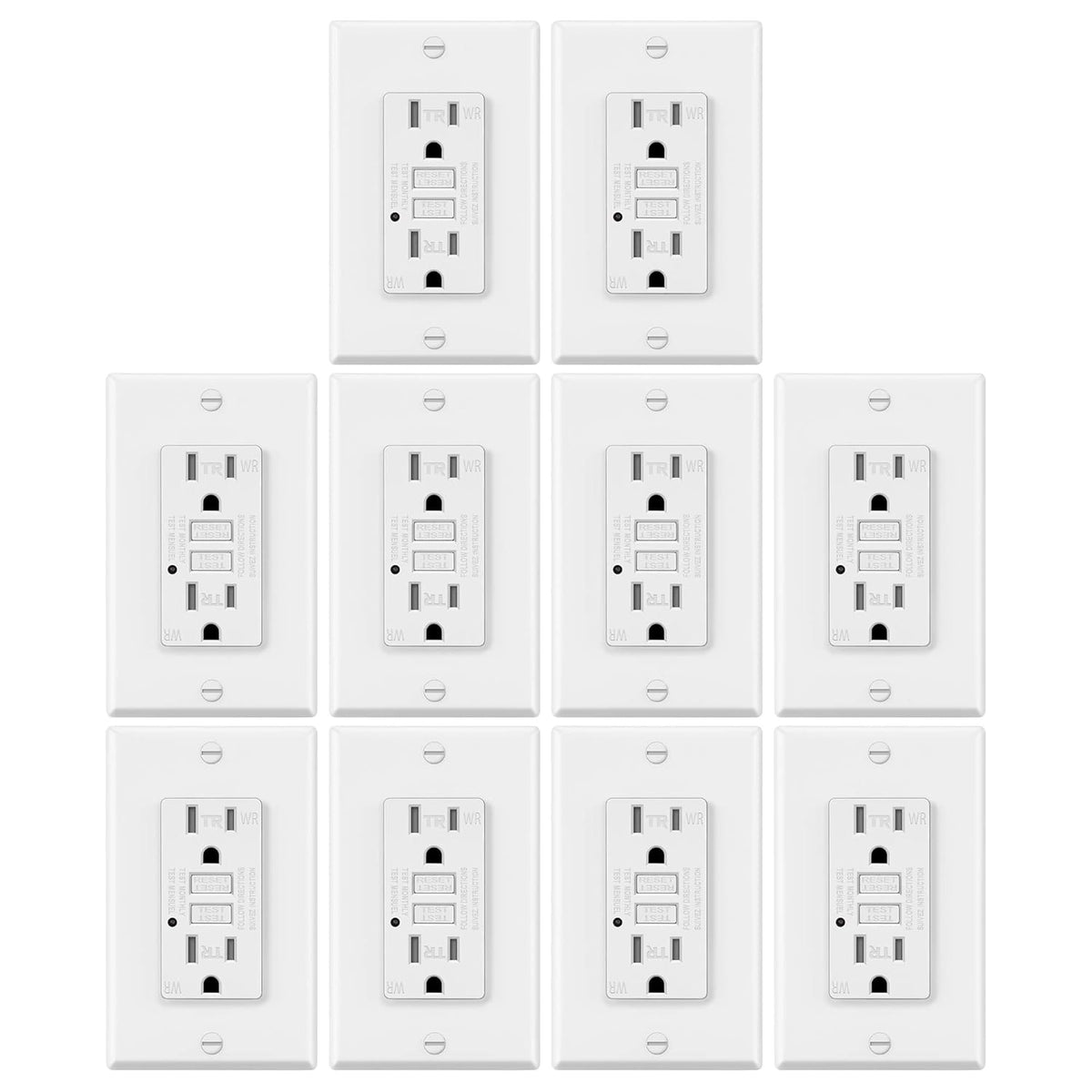 15A Weather Resistant GFCI Outlets with LED Indicator, White T251773