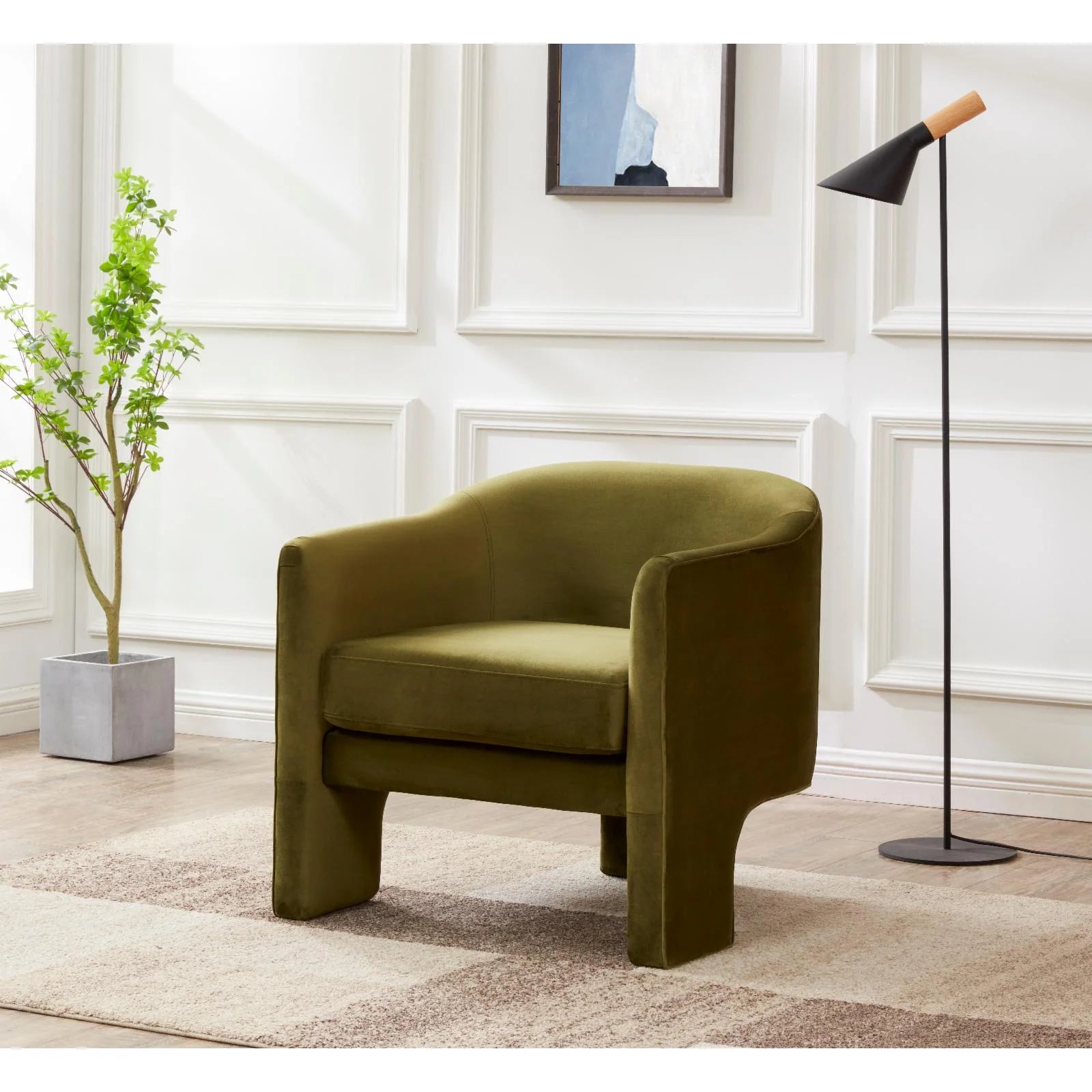 Olive Green Velvet Accent Chair Z68434