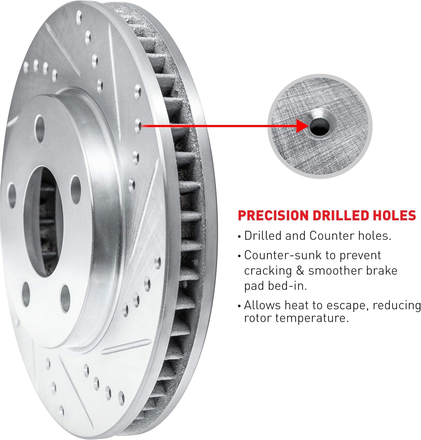 Rear Drilled and Slotted Brake Rotors with Ceramic Brake Pads and Hardware Kit T58702